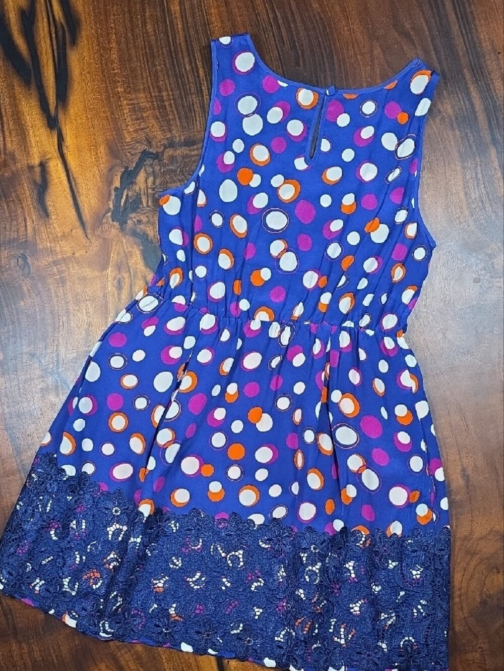 Moulinette Soeurs  Polka Dot Lace-Hem Sleeveless Dress ANTHROPOLOGIE Retro